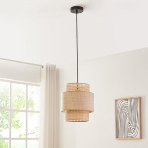 Lampada a sospensione Biggar effetto rattan/motivo intrecciato [lux.pro]