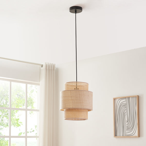 Lampada a sospensione Biggar effetto rattan/motivo intrecciato [lux.pro]