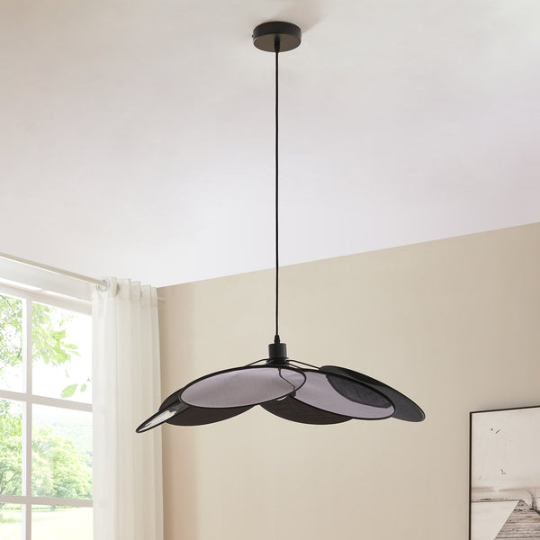Lampada a sospensione Blackwood Metallo/Tessuto Nero [lux.pro]