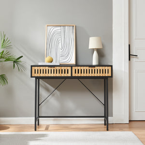 Consolle Luniehti 100x40x75 cm Nero/Natur [en.casa]