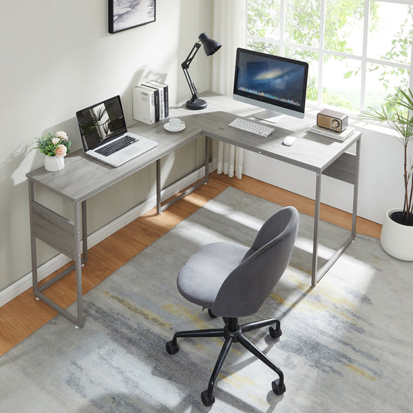 Scrivania Karlstang a forma di L 166x120x75 cm Grigio chiaro [en.casa]