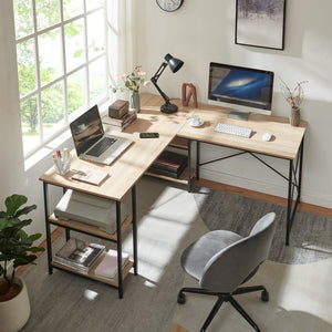 Scrivania Klirurud con 2 scaffali a forma di L 150x150x75 cm effetto quercia [en.casa]