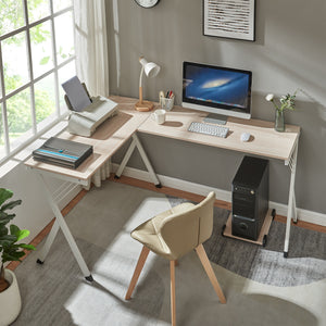 Scrivania Tarielarg con supporto per PC a forma di L 158x120x75 cm effetto quercia [en.casa]