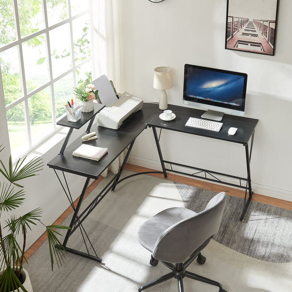 Scrivania Yremso a forma di L 122x122x98 cm Nero [en.casa]