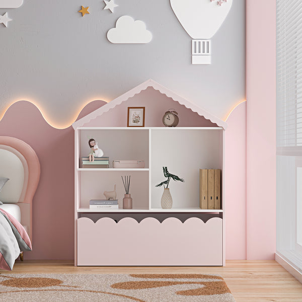 Libreria per bambini Vestnes 114x91x30 cm Cotton Candy/Bianco [en.casa]