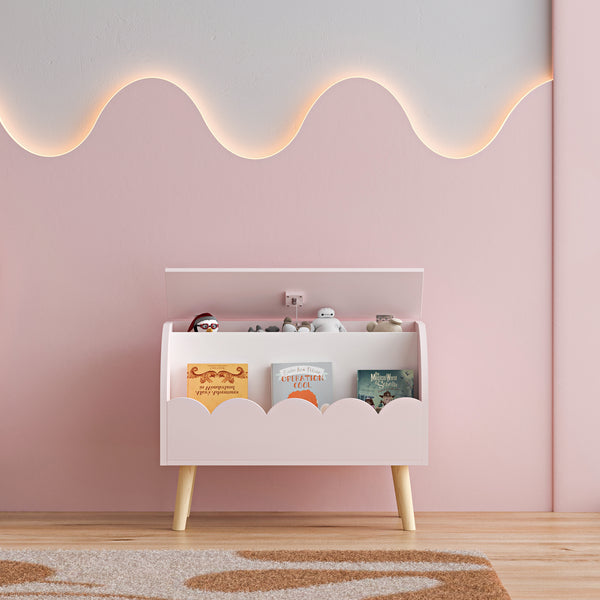 Scatola per giocattoli Vestnes 60x30x44 cm Cotton Candy/Bianco [en.casa]