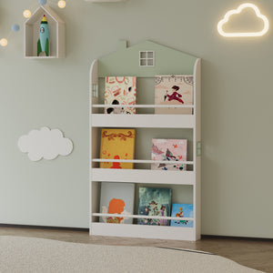Libreria per bambini Vipsali 106x60x12 cm Verde menta/Bianco [en.casa]