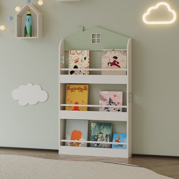 Libreria per bambini Vipsali 106x60x12 cm Verde menta/Bianco [en.casa]