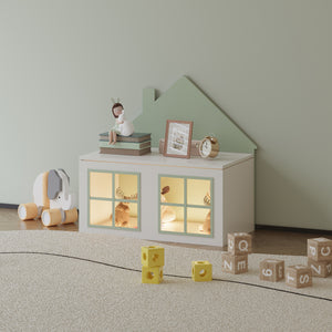 Scatola per giocattoli Vipsali 56x60x33 cm Verde menta/Bianco [en.casa]