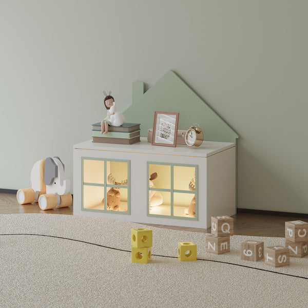 Scatola per giocattoli Vipsali 56x60x33 cm Verde menta/Bianco [en.casa]