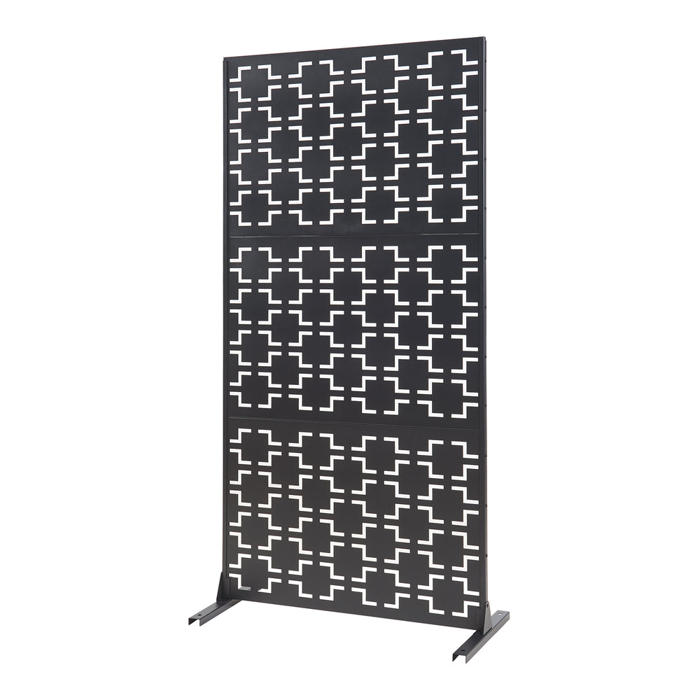 Indoor Trennwand Aaskis Stahl 200x100x50 cm Schwarz [casa.pro] - premiumXL