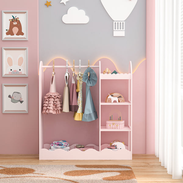 Guardaroba per bambini Vestnes con specchio 100x94x38 cm Cotton Candy [en.casa]