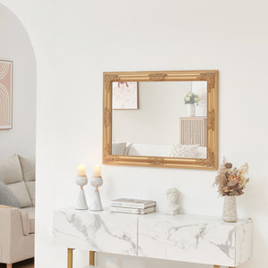 Specchio da Parete Punkalaidun con Cornice Dorata Stile Barocco 80x60 cm Verticale e Orizzontale [en.casa] 