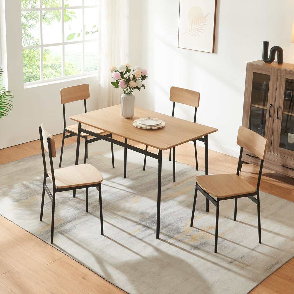 Essgruppe Pollenev 5 - tlg. Schwarz/Eicheoptik [en.casa] - premiumXL