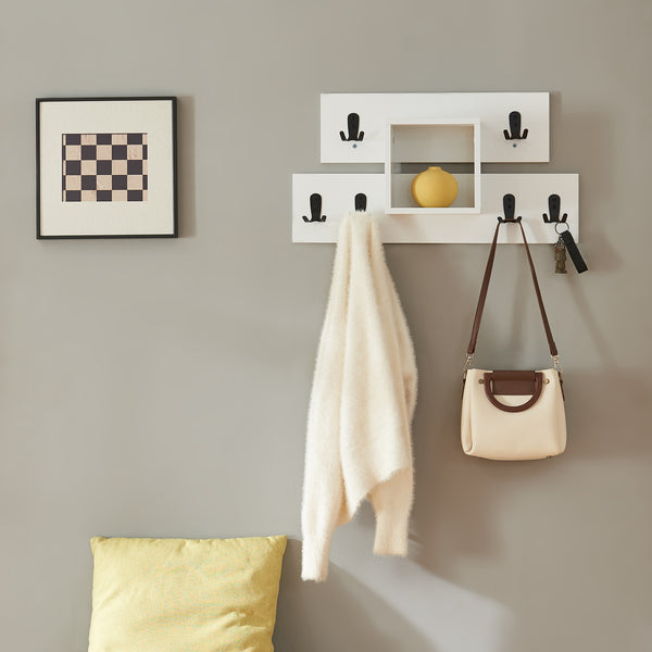 Appendiabiti a Parete Vänd con Scomparto Aperto 32 x 60 x 14 cm - Bianco [en.casa]