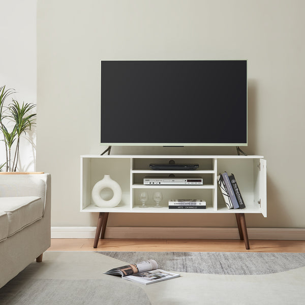 Mobile TV Vare 130x40x66 cm Bianco [en.casa]