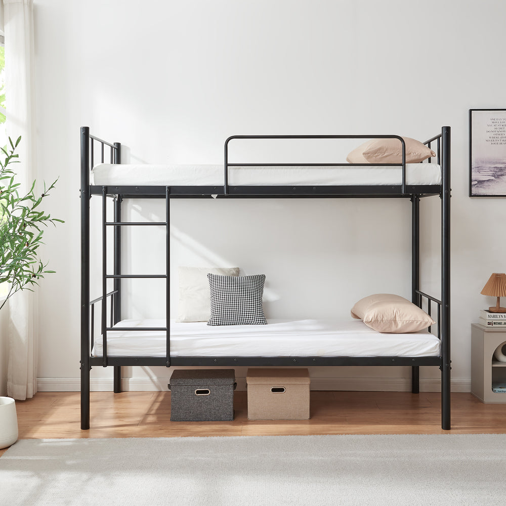 Letto a castello in metallo Berimma 90x200 cm Nero [en.casa]