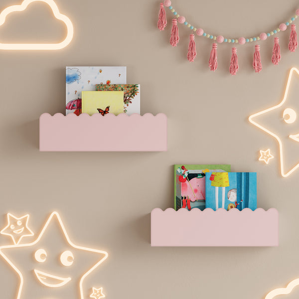 Mensola da parete per bambini Set da 2 Vestnes 40x10x10 cm Cotton Candy [en.casa]