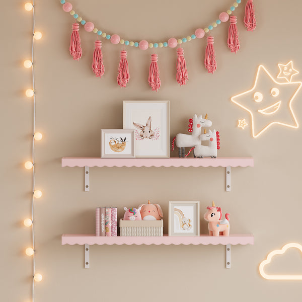 Mensola da parete per bambini Set da 2 Vestnes 80x17x4 cm Cotton Candy [en.casa]