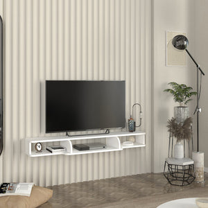 Mobile TV sospeso Aar 135x30x16 cm Bianco [en.casa]
