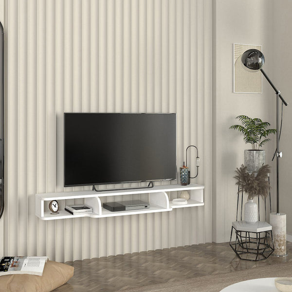 Mobile TV sospeso Aar 135x30x16 cm Bianco [en.casa]