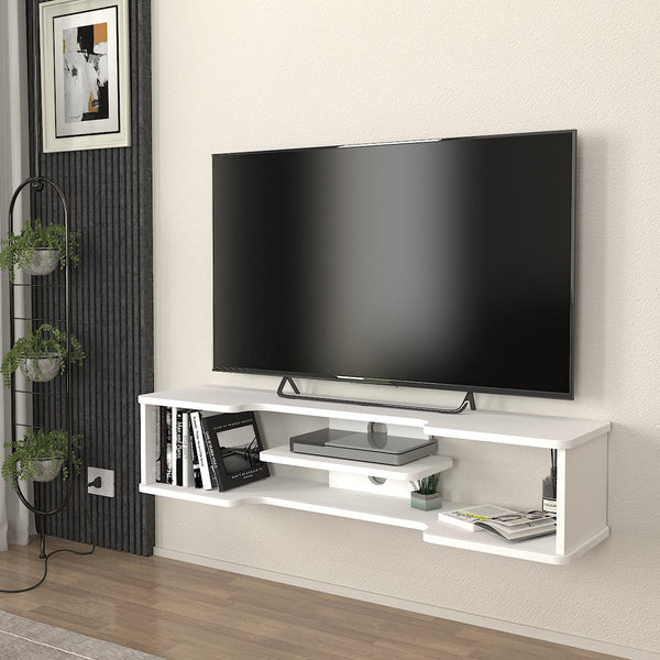 Mobile TV sospeso Yrela 120x30x26 cm Bianco [en.casa]