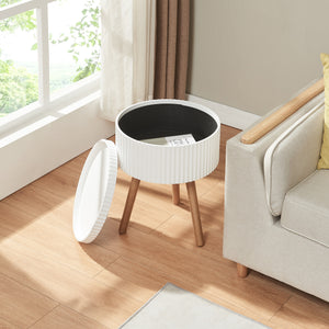 Tavolino Bongard con spazio di archiviazione Ø38x48 cm Bianco [en.casa]