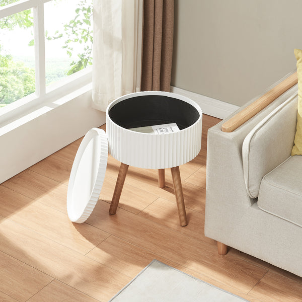 Tavolino Bongard con spazio di archiviazione Ø38x48 cm Bianco [en.casa]