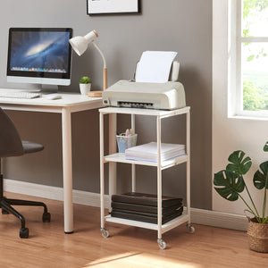 Tavolo da stampa su ruote Janertu 82x39x35 cm Bianco [en.casa]