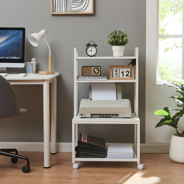 Tavolo stampante su ruote Svanaldsvipp 100x55x38 cm Bianco [en.casa]