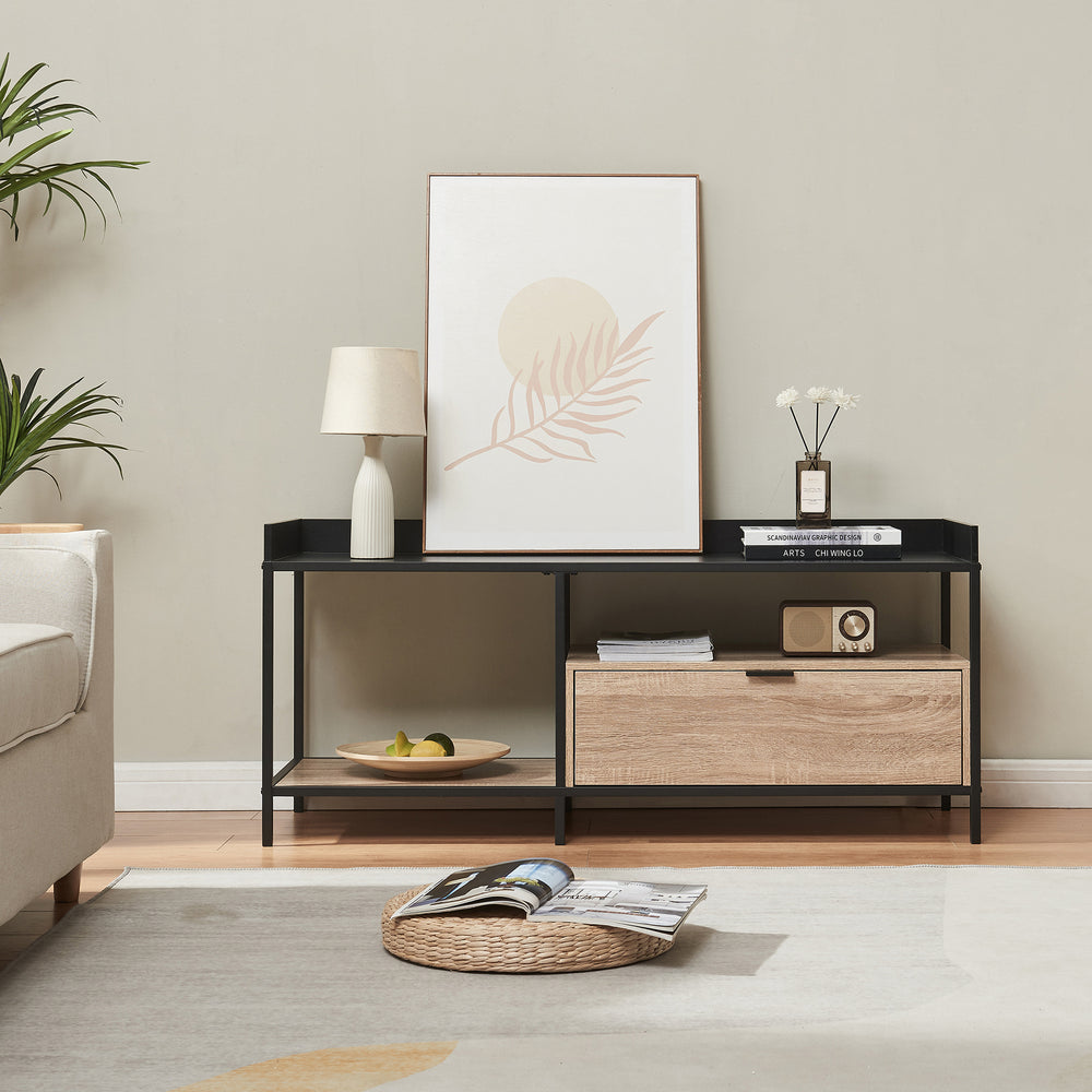 Fernsehtisch Belana 120x40x54 cm Schwarz/Eicheoptik [en.casa] - premiumXL