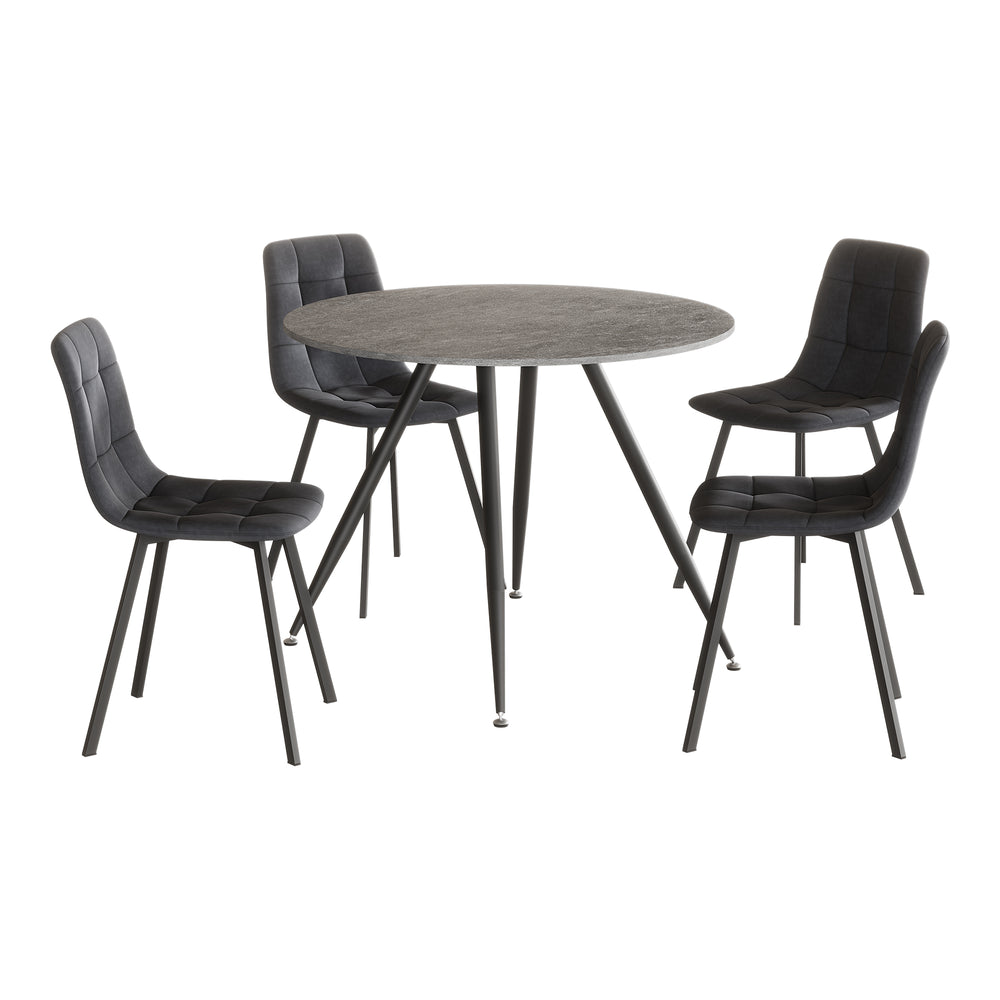 Gruppo da pranzo Fitjar 5 pezzi effetto cemento/grigio scuro [en.casa] - premiumXL