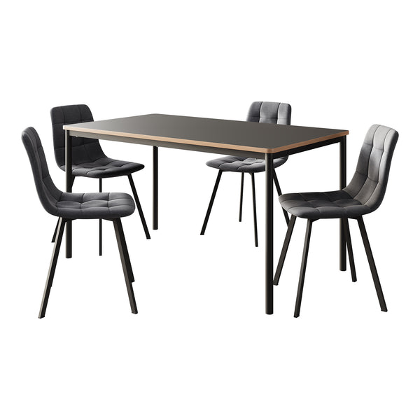 Gruppo pranzo Lindesberg 5 pezzi Grigio scuro [en.casa]