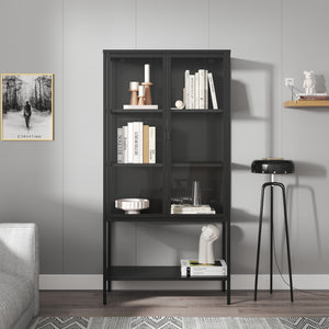 Vetrina Borshavisa in acciaio, 2 ante, 160x80x35 cm, nero [en.casa]