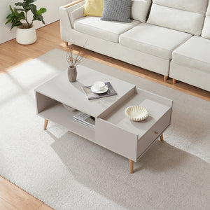 Tavolino Basso da Salotto Hallevil con Cassetto e Vano Aperto 106 x 59 x 44 cm - Bianco [en.casa]