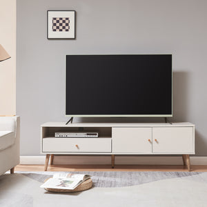 Mobile TV Hallevil 150x39x45 cm Bianco [en.casa]