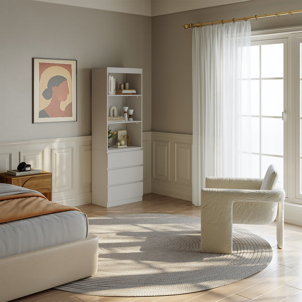 Libreria LES con 3 Scomparti e 3 Cassetti Scaffale Contenitore 180x60x35 cm Bianco [en.casa] 