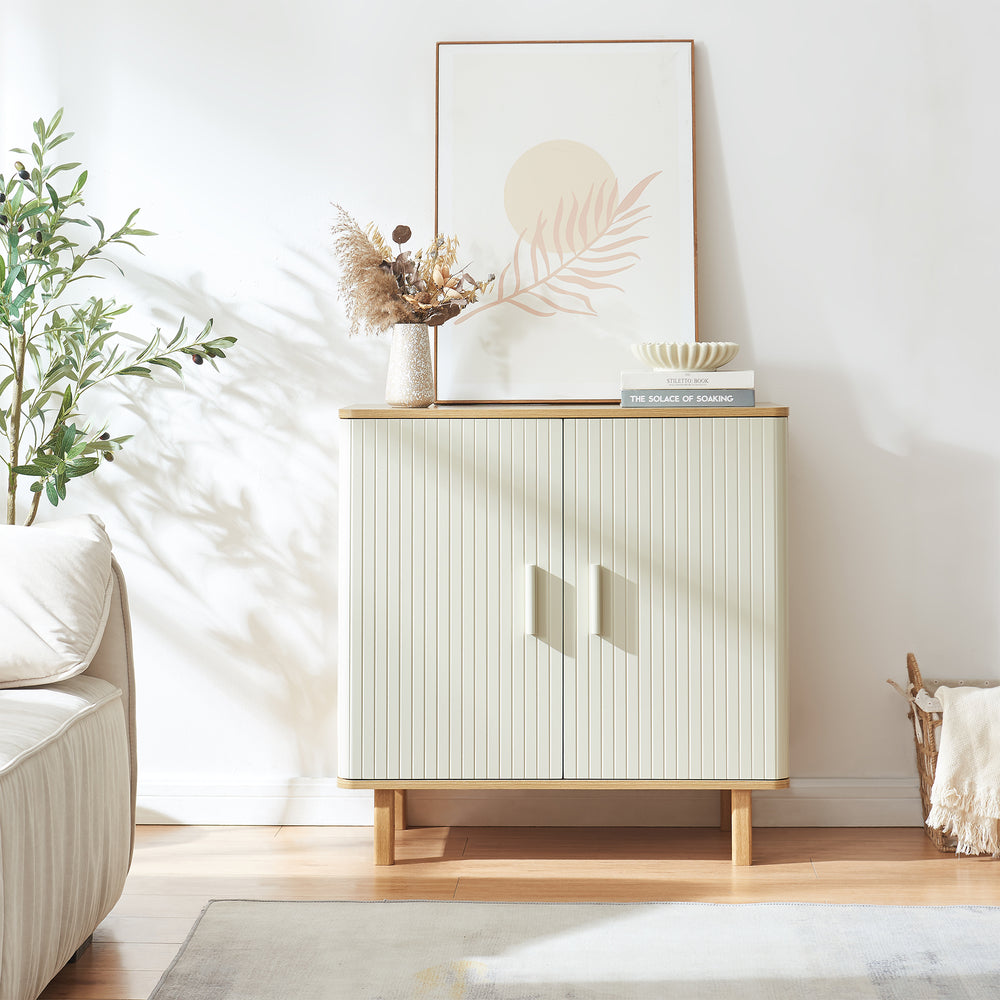 Sideboard Ferrersp con 2 ante 80x80x40 cm effetto quercia/colore sabbia [en.casa]