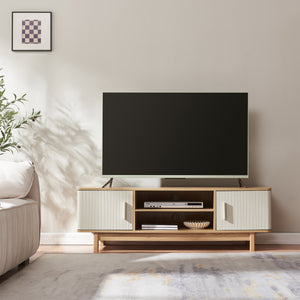 Mobile TV Ferrersp con 2 ante 140x40x45 cm effetto quercia/colore sabbia [en.casa]