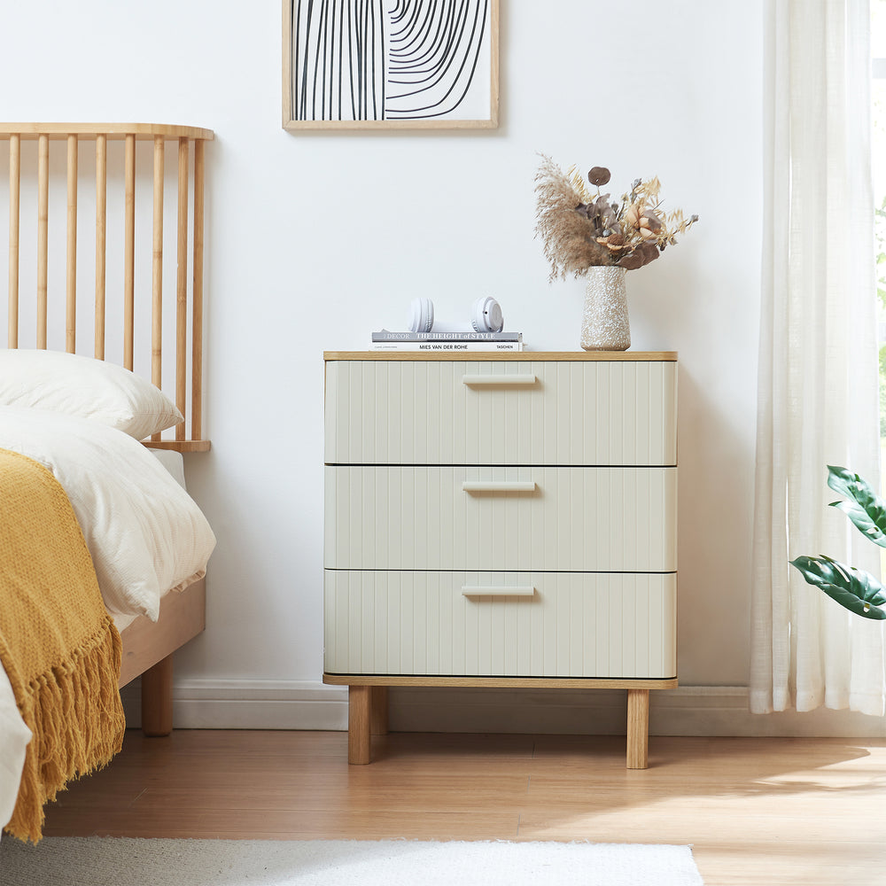 Comò Ferrersp con 3 cassetti 70x60x40 cm effetto quercia/colore sabbia [en.casa]