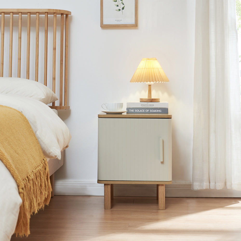 Comodino Ferrersp con porta 50x40x40 cm effetto quercia/color sabbia [en.casa]