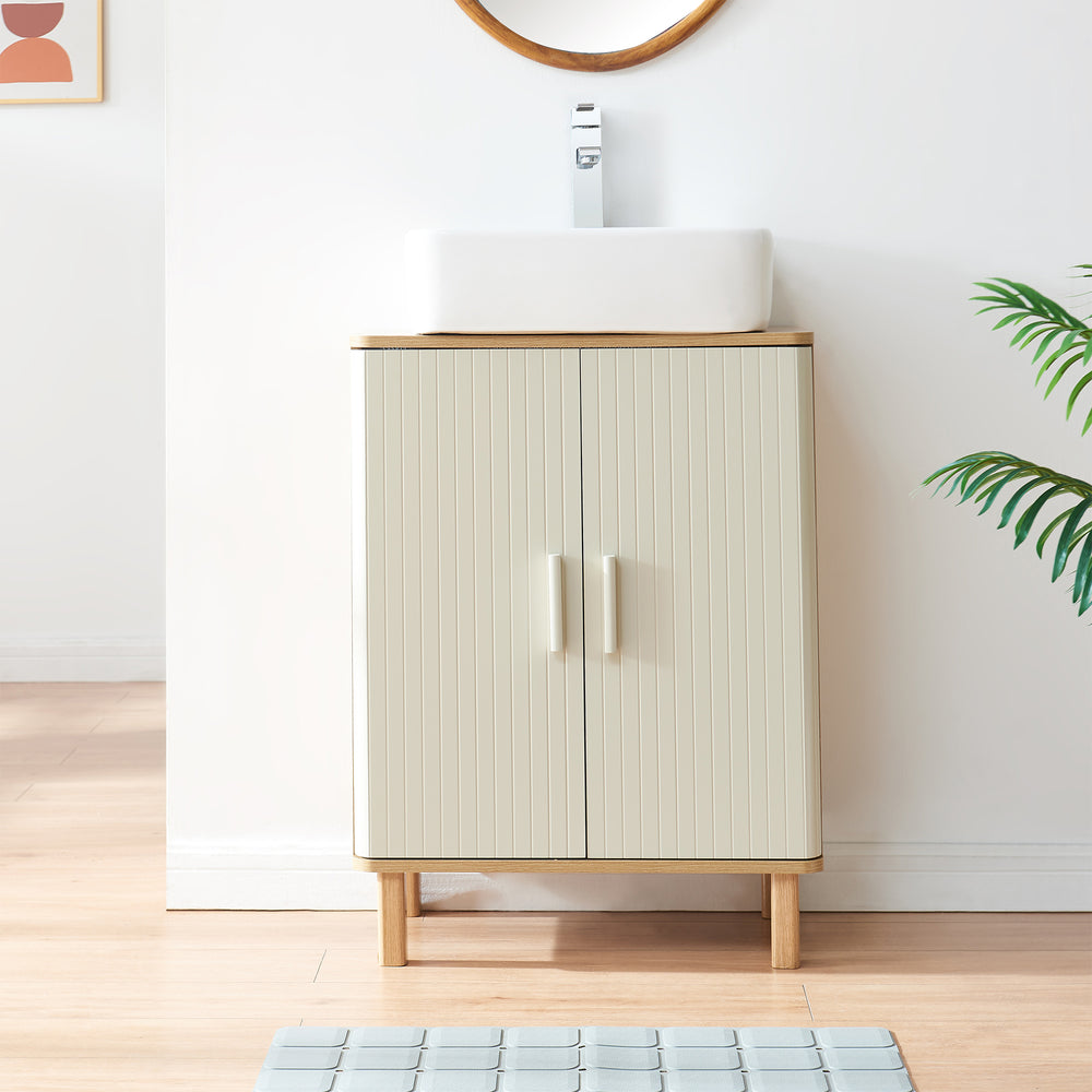 Mobile lavabo Ferrersp 80x60x35 cm effetto quercia/colore sabbia [en.casa]