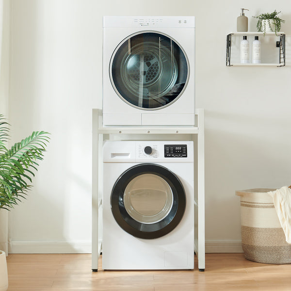 Scaffale Supporto per Incolonnamento Lavatrice Asciugatrice Hökangend in Acciaio 105x73x63 cm - Bianco [en.casa]