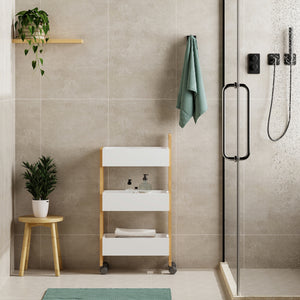 Carrello Varulta 80x41x20 cm Naturale/Bianco [en.casa]