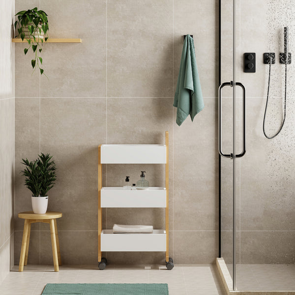 Carrello Varulta 80x41x20 cm Naturale/Bianco [en.casa]