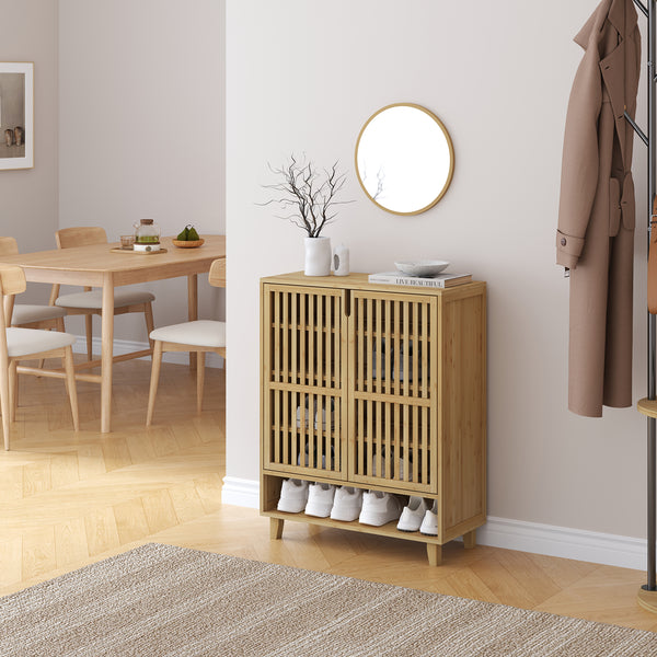 Scarpiera Sirgerg 91x72x35 cm Bambù Naturale [en.casa]