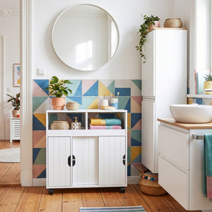 Mobiletto su ruote Fadeskimma 72x70x20 cm Bianco [en.casa]