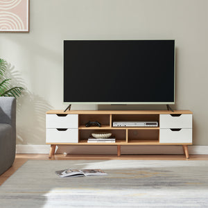 Fernsehschrank Bordkak 140x30x45 cm Eicheoptik/Weiß [en.casa]