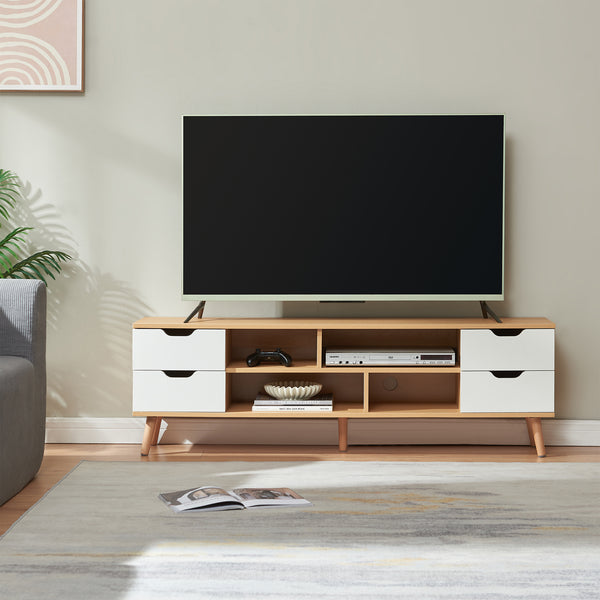 Fernsehschrank Bordkak 140x30x45 cm Eicheoptik/Weiß [en.casa]