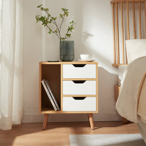 Comodino Bordkak 55x48x30 cm effetto quercia/bianco [en.casa]